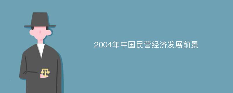 2004年中国民营经济发展前景