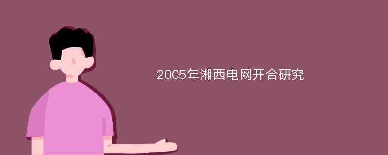 2005年湘西电网开合研究